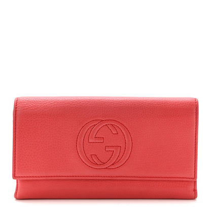 Gucci Pebbled Calfskin Large Soho Continental Wallet Red 1 of 8