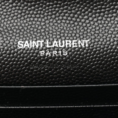 Saint Laurent Grain De Poudre Matelasse Chevron Small Monogram Envelope Wallet Black 6 of 7