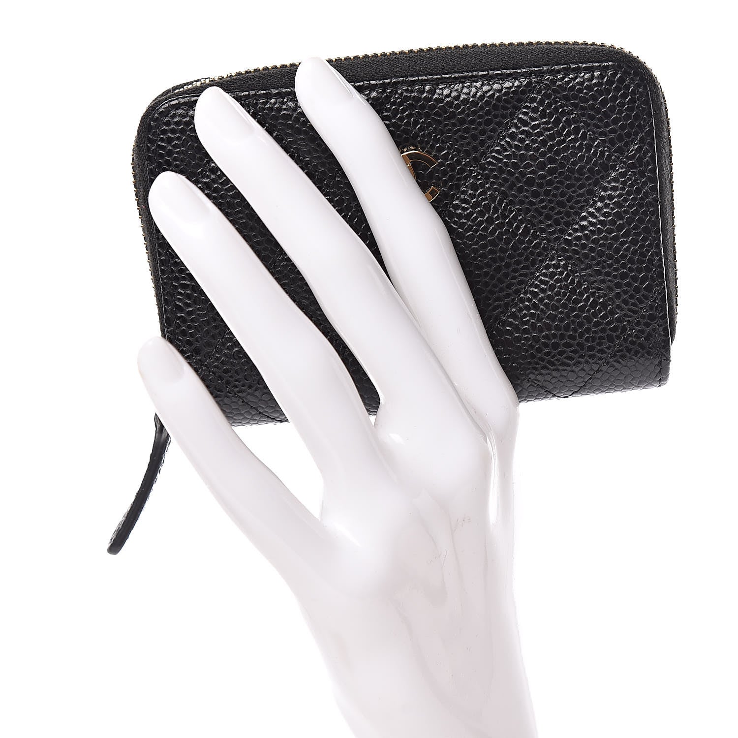Chanel Caviar Quilted Zip Coin Purse Black 3 of 9