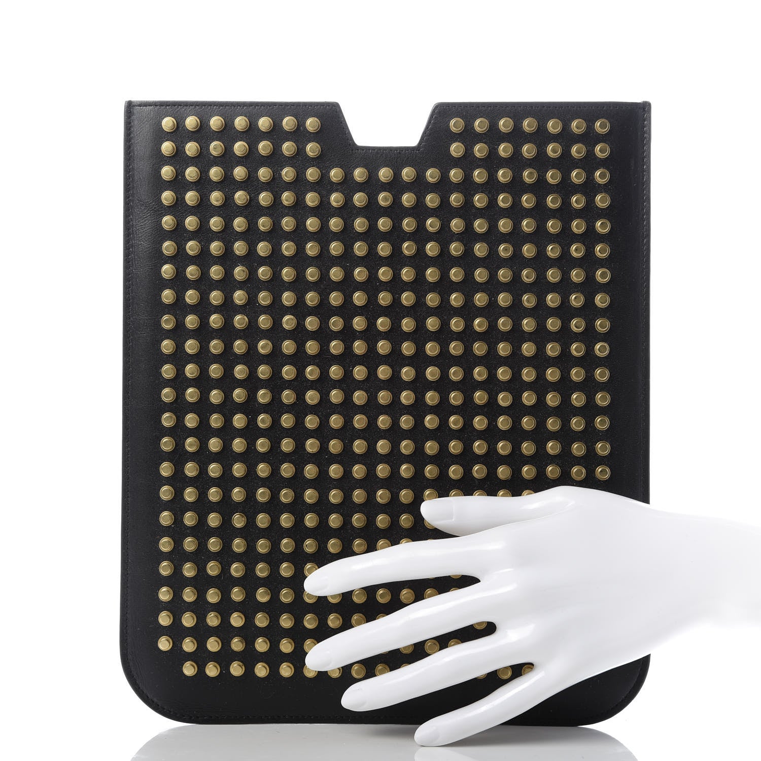 Saint Laurent Calfskin Studded iPad Case Black 2 of 7
