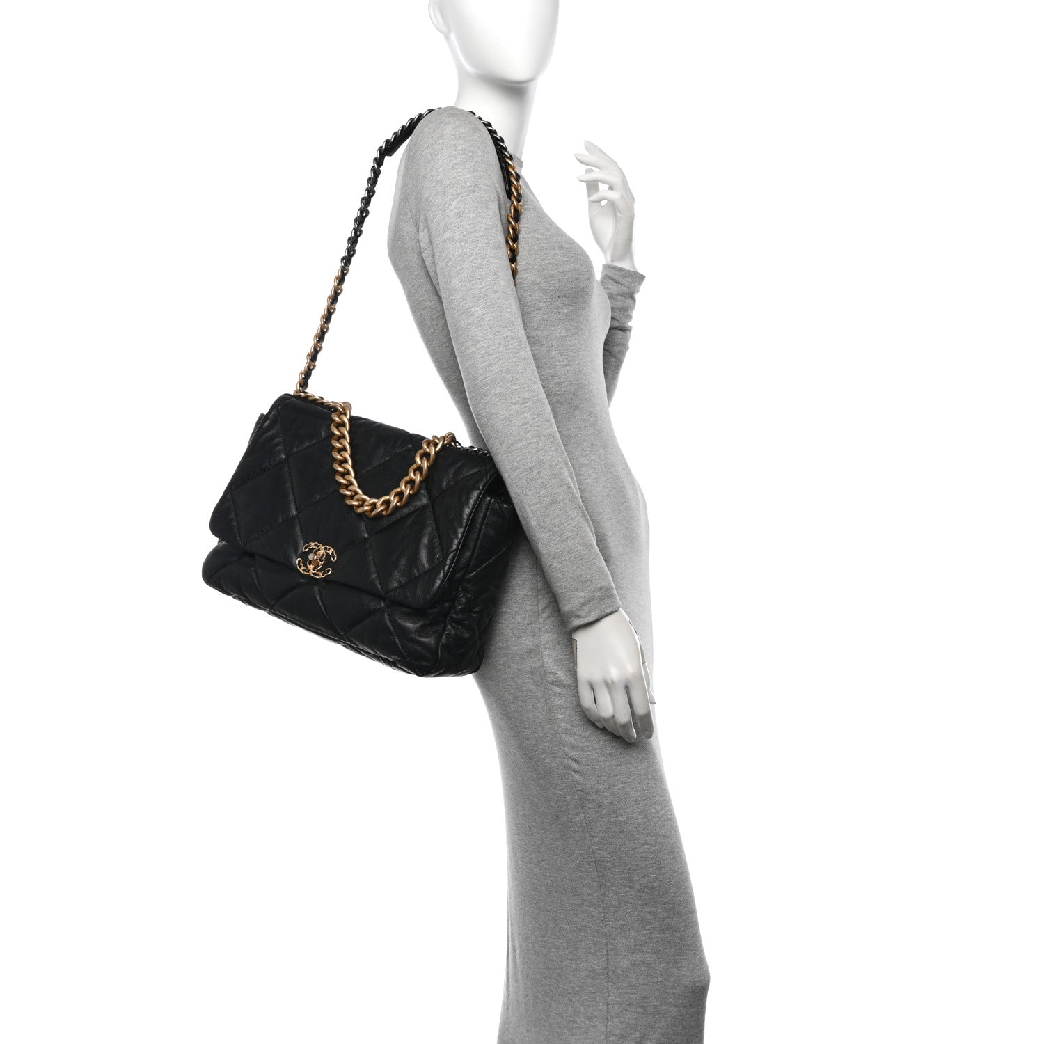Chanel Lambskin Quilted Maxi Chanel 19 Flap Black 2 of 10