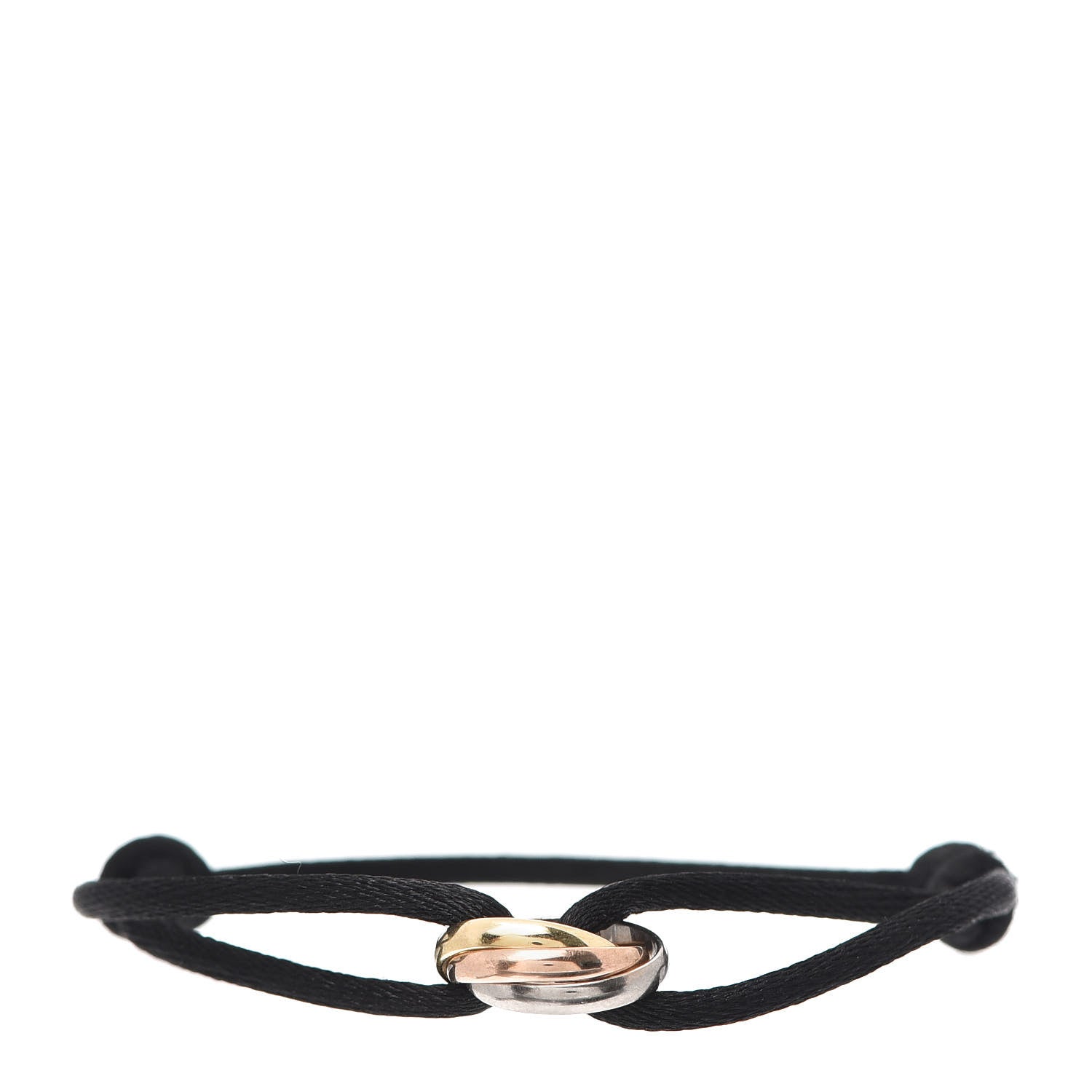 Cartier 18K Pink Yellow White Gold Trinity Adjustable Cord Bracelet Black 1 of 7