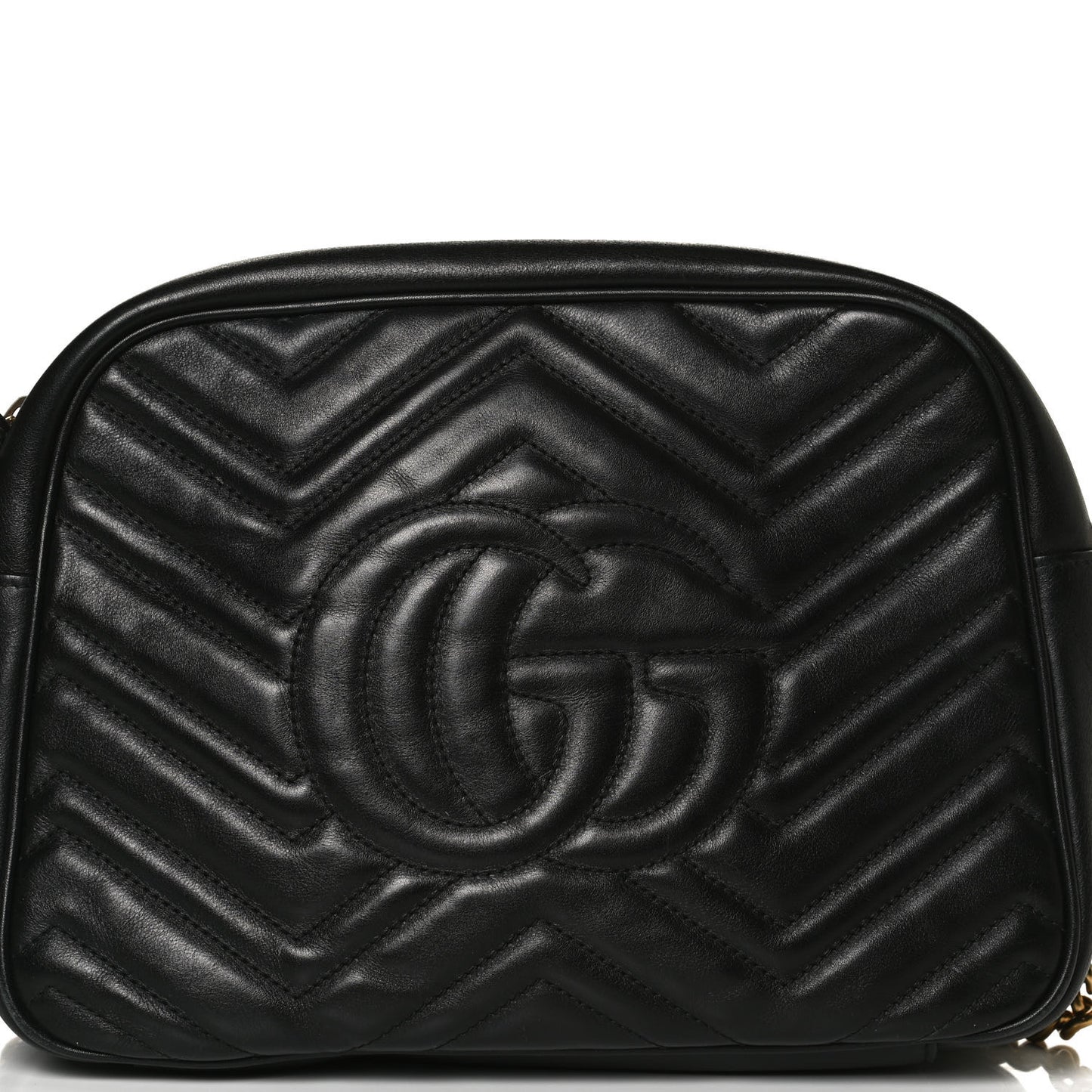 Calfskin Matelasse Medium GG Marmont Chain Shoulder Bag Black