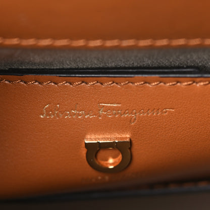 Salvatore Ferragamo Calfskin Wicker Margot Top Handle Satchel Brown 6 of 8