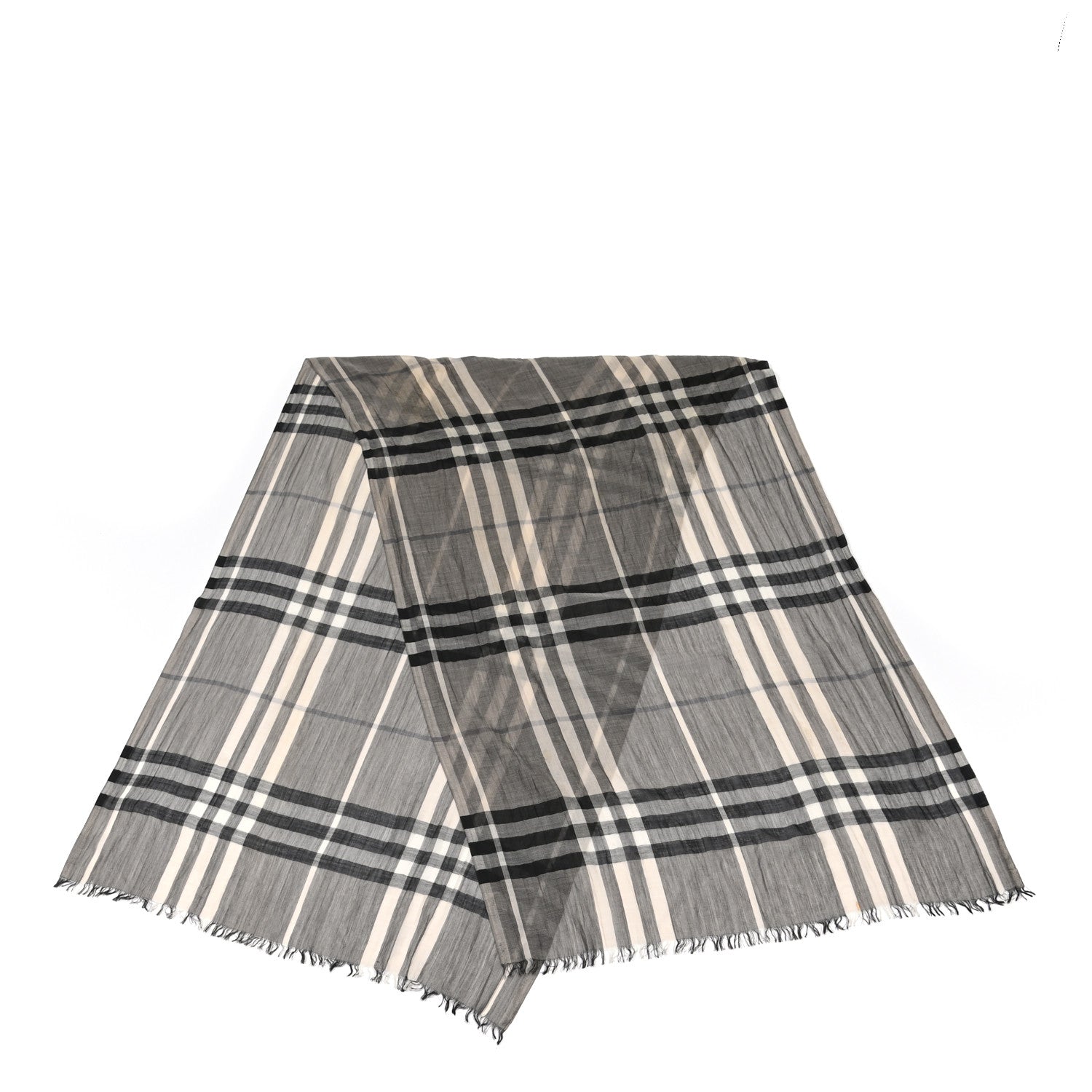 Burberry Linen Classic Check Check Lightweight Scarf Grey 2 of 6