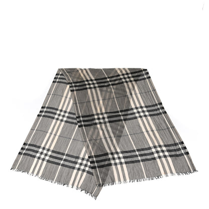 Burberry Linen Classic Check Check Lightweight Scarf Grey 2 of 6