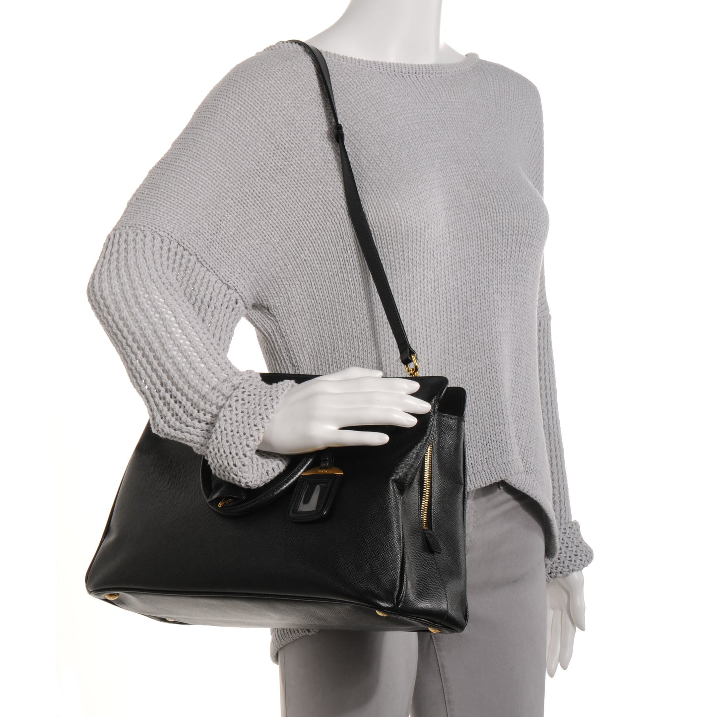 Saffiano Lux Zip Tote Nero Black
