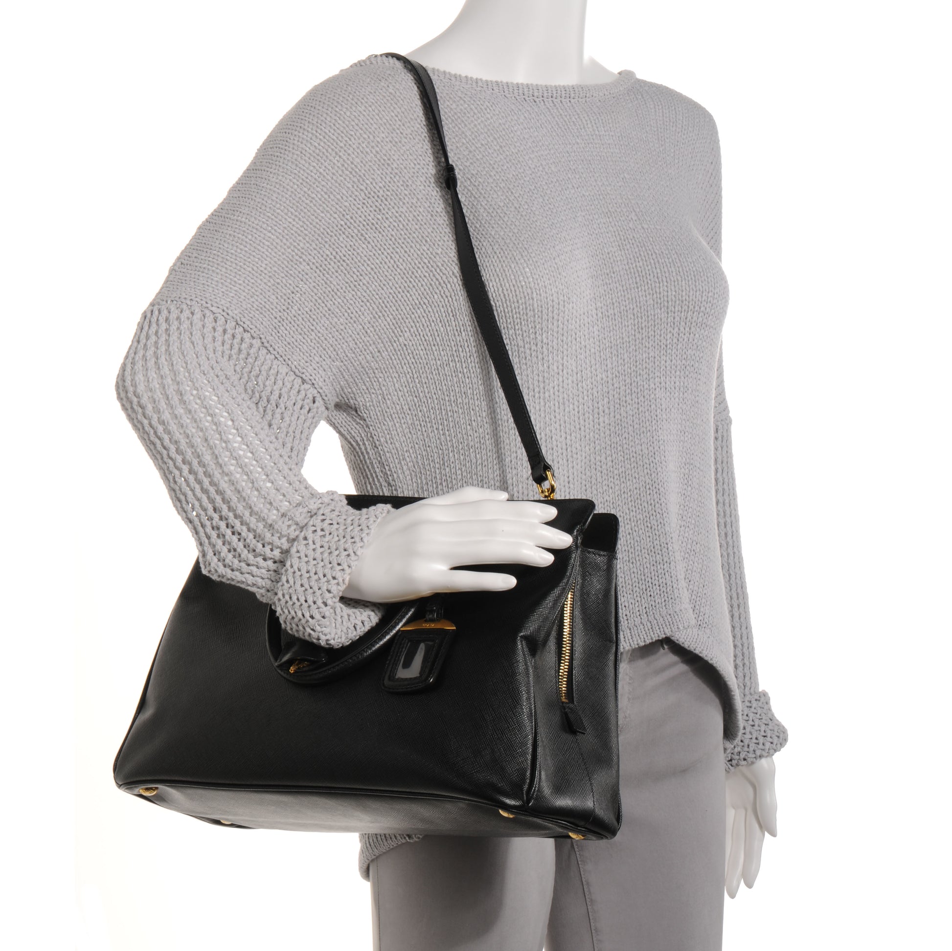 Prada Saffiano Lux Zip Tote Nero Black 2 of 10