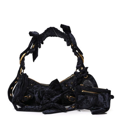 Balenciaga Crushed Velvet Le Cagole Shoulder Bag XS Navy 1 of 7