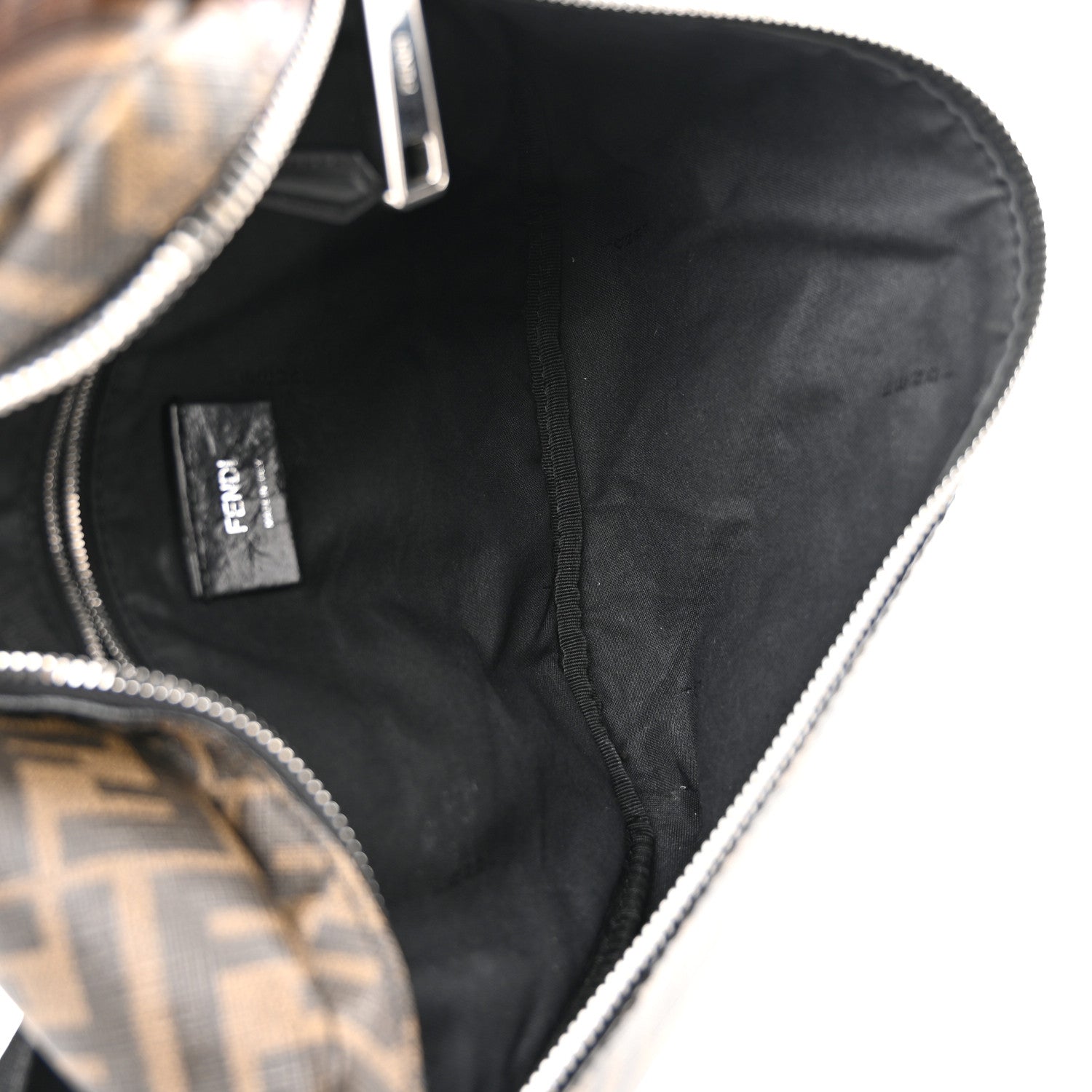 Fendi Glazed Fabric Vitello Liberty FF 1974 Diagonal Belt Bag Tobacco Moresco Black 5 of 10