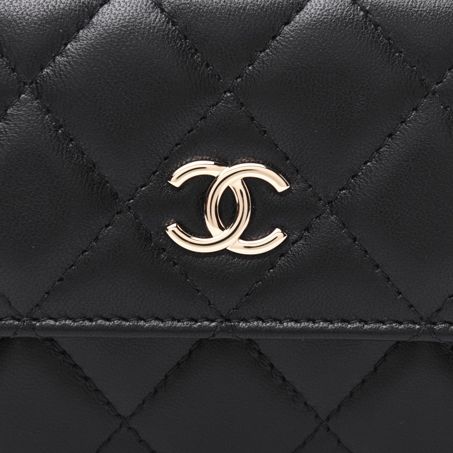Lambskin Quilted My Chanel Lady Card Holder On Chain Black