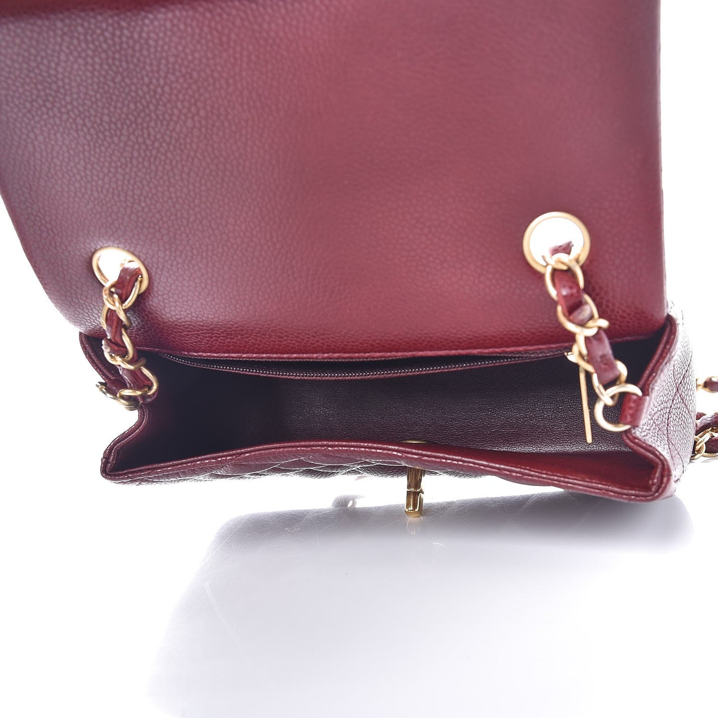 Caviar Quilted Mini Rectangular Flap Burgundy