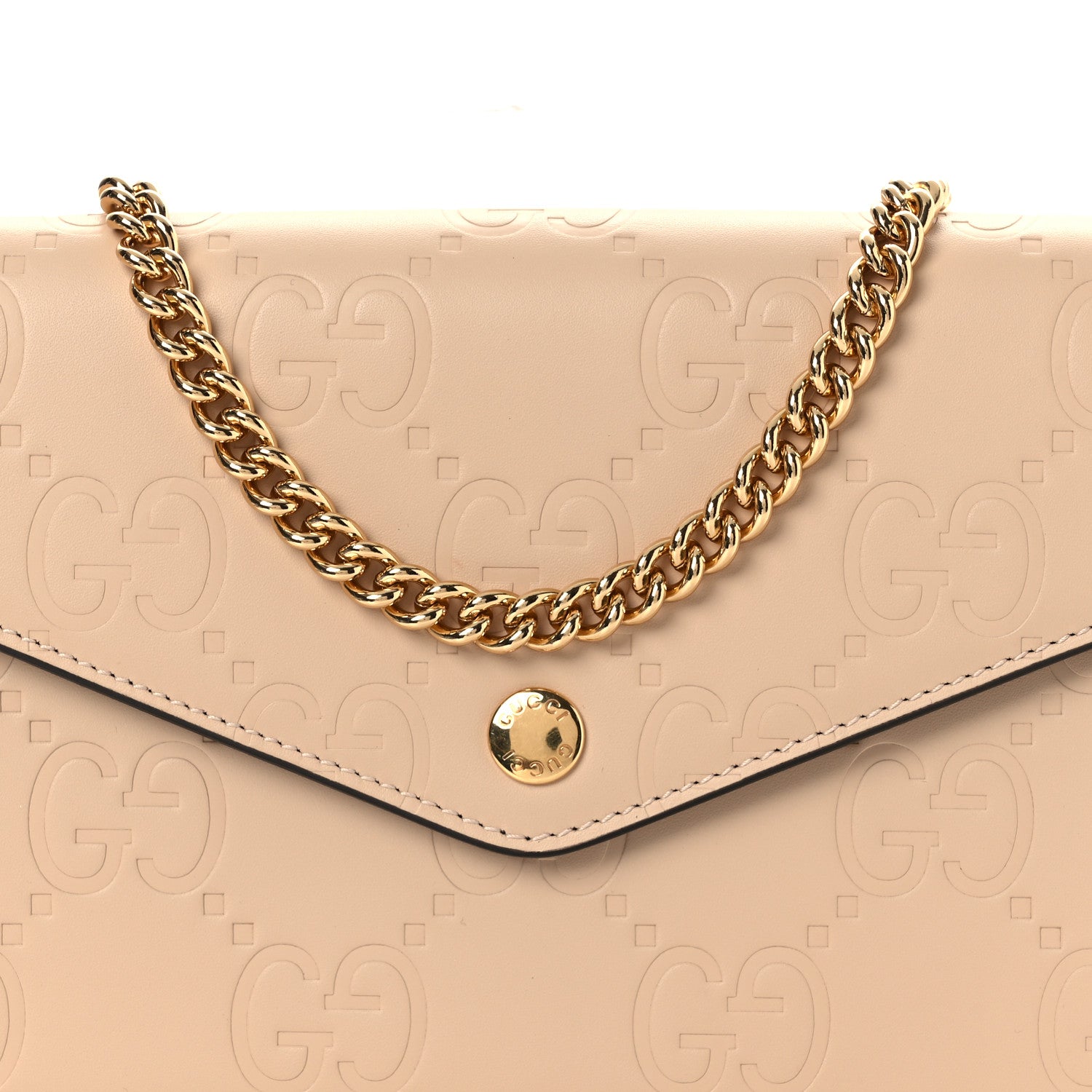 Gucci Calfskin GG Debossed Chain Wallet Black Souffle Rose 8 of 11