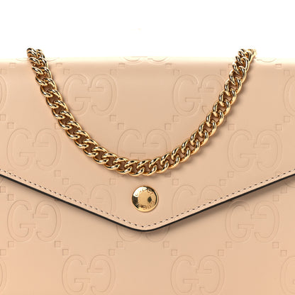 Gucci Calfskin GG Debossed Chain Wallet Black Souffle Rose 8 of 11