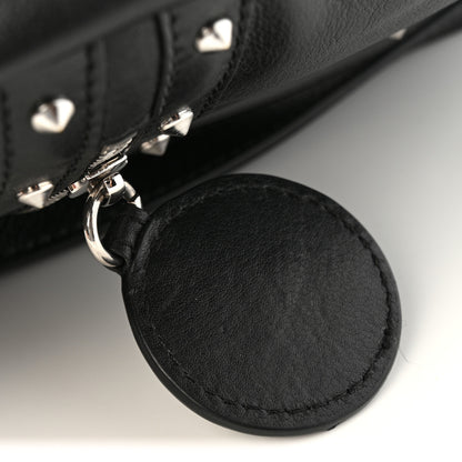 Versace Calfskin Studded Medium Repeat Zip Hobo Black 11 of 14