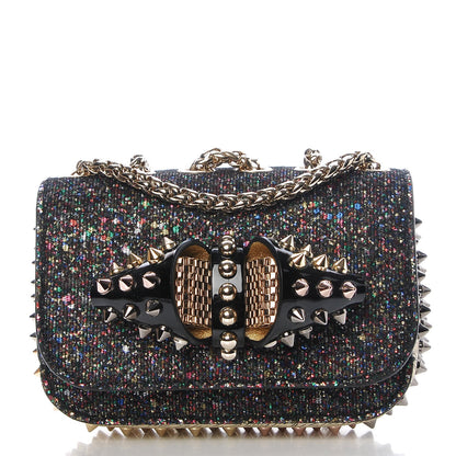 Christian Louboutin Glitter Calfskin Spikes Sweety Charity NV Crossbody Gold 1 of 7