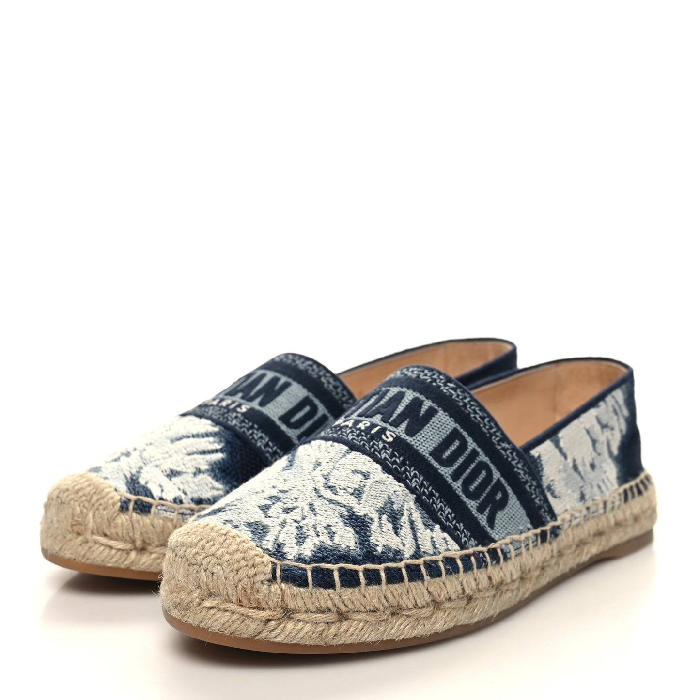 Canvas Tie and Dior Embroidered Granville 15mm Espadrilles 36 Denim