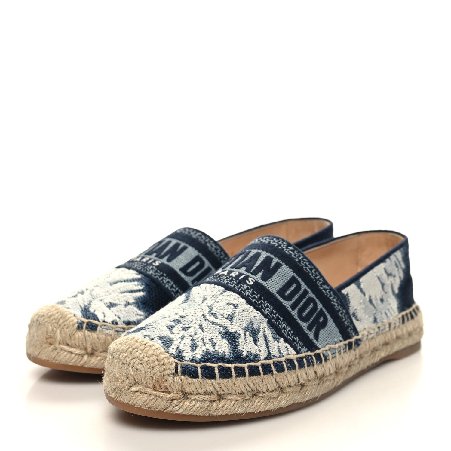 Christian Dior Canvas Tie and Dior Embroidered Granville 15mm Espadrilles 36 Denim 3 of 9