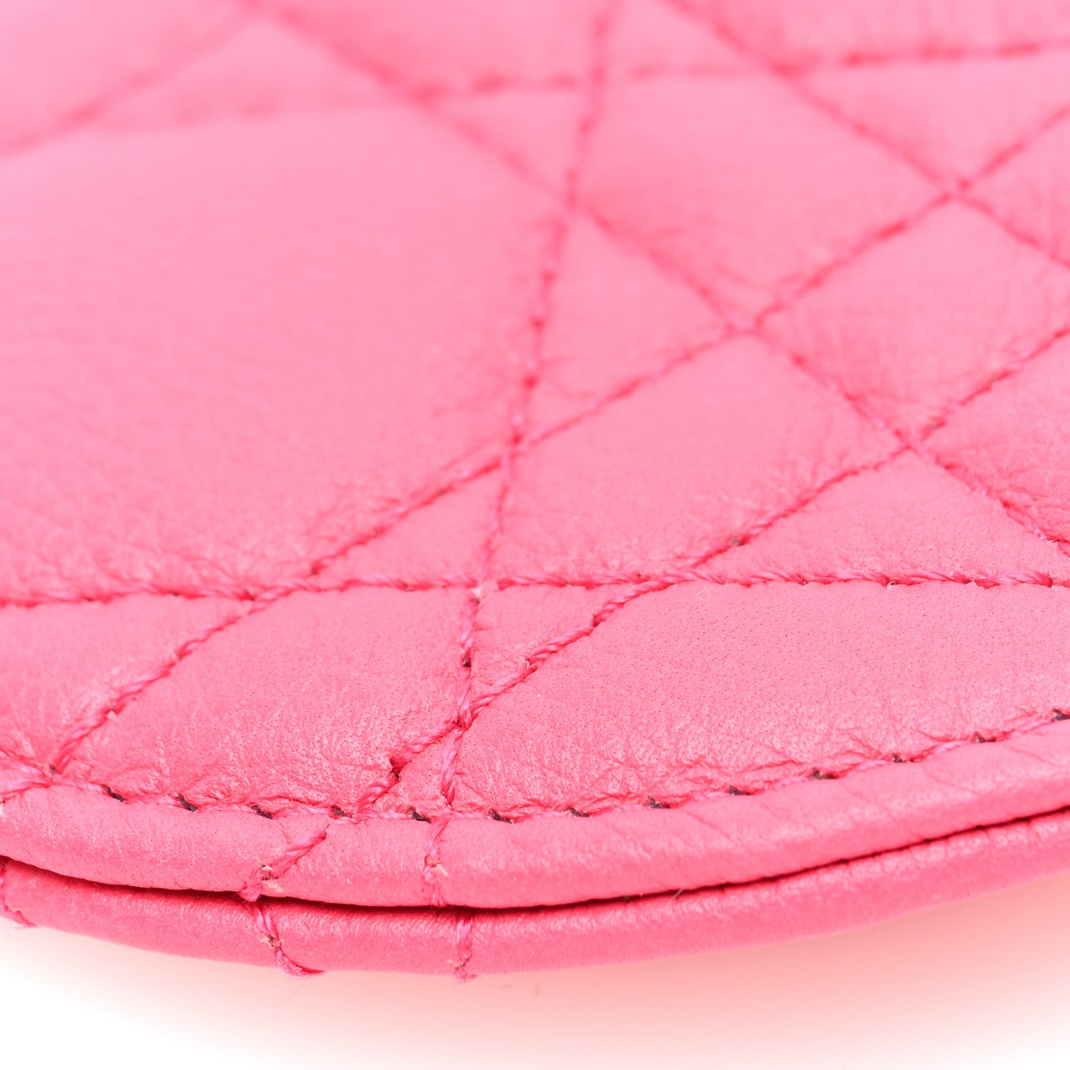 Christian Dior Supple Calfskin Cannage Round Caro Pouch With Chain Warm Fuchsia 9 of 9