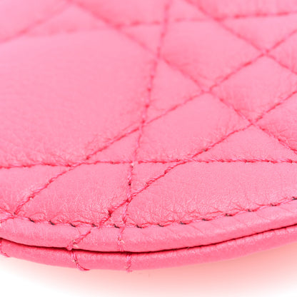 Christian Dior Supple Calfskin Cannage Round Caro Pouch With Chain Warm Fuchsia 9 of 9