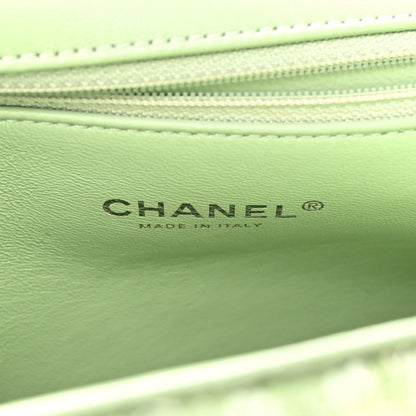 Chanel Sequin Large Waterfall Flap Green Light Green Yellow 5 of 9