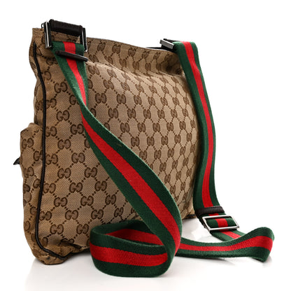 Gucci Monogram Web Medium Double Pocket Messenger Bag Dark Brown 3 of 15