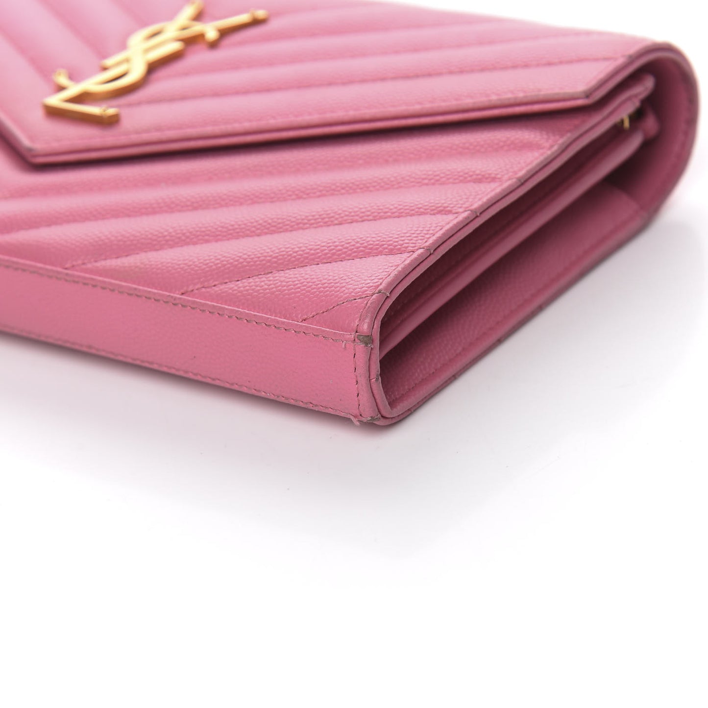 Grain De Poudre Matelasse Chevron Monogram Chain Wallet Indian Pink