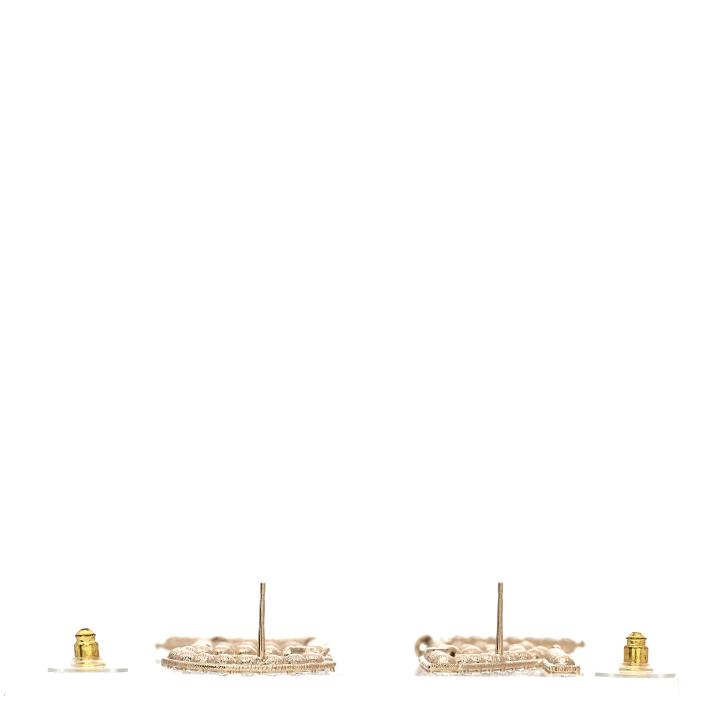 Crystal Cha-Nel Logo Drop Earrings Gold
