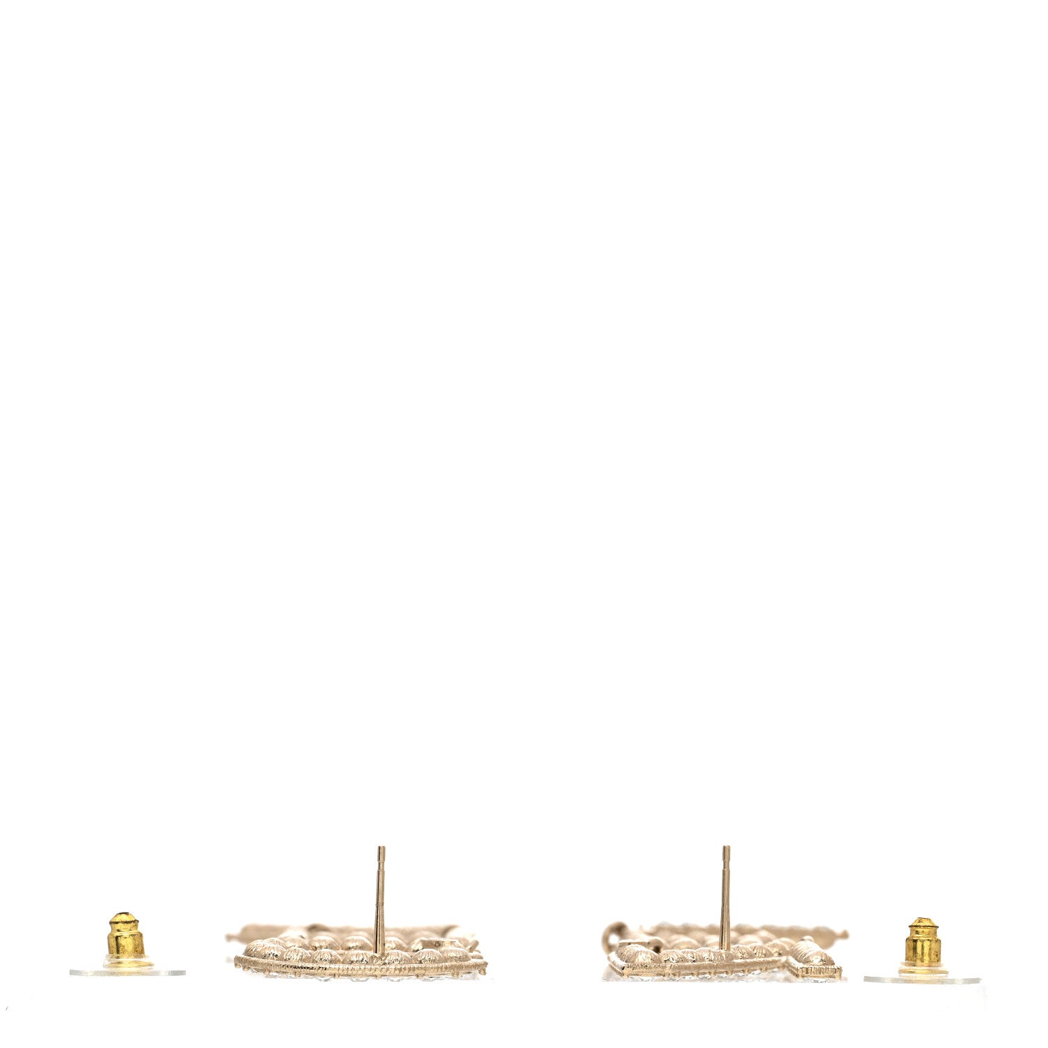 Chanel Crystal Cha-Nel Logo Drop Earrings Gold 3 of 5