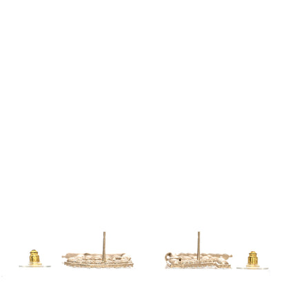 Chanel Crystal Cha-Nel Logo Drop Earrings Gold 3 of 5