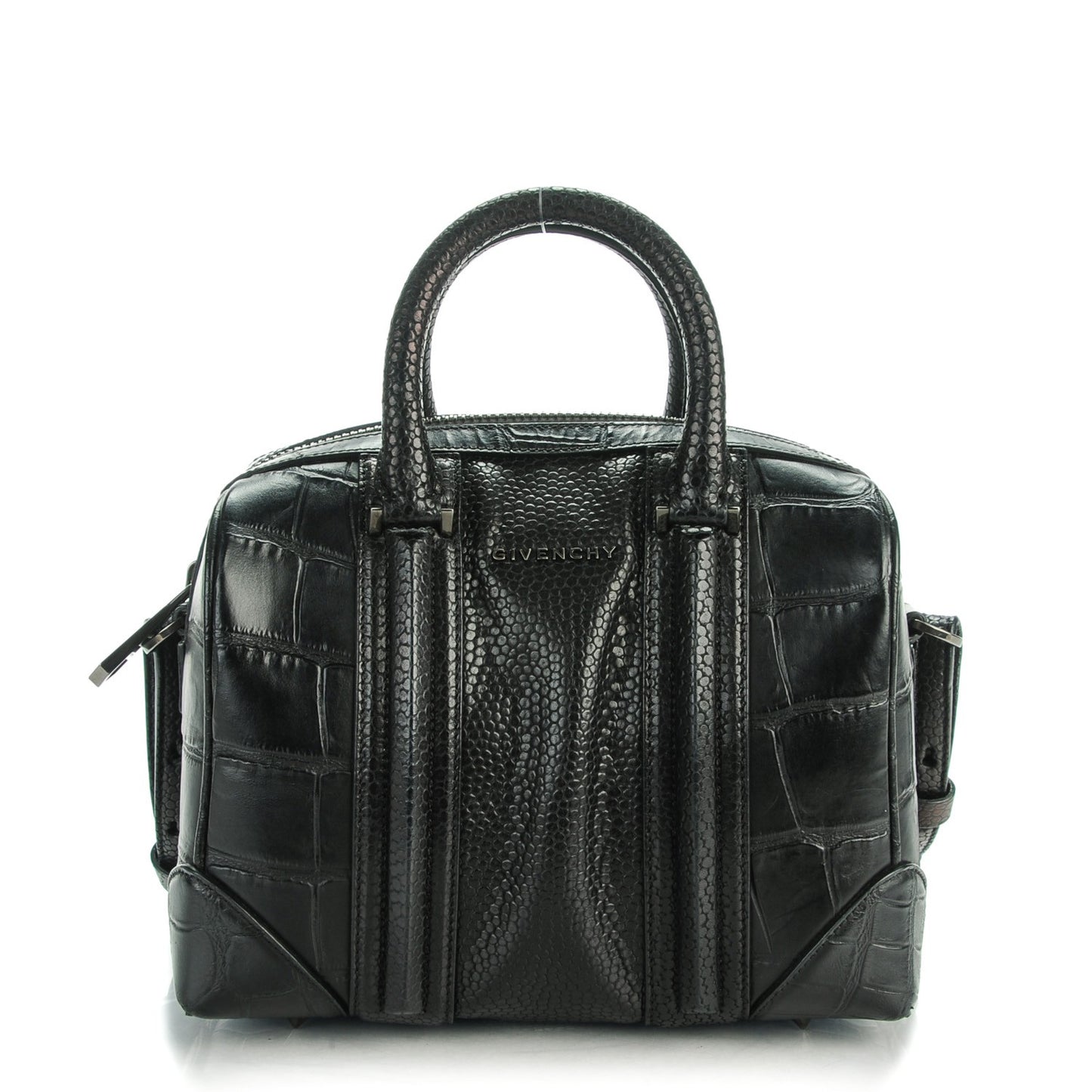 Calfskin Crocodile Embossed Mini Lucrezia Black