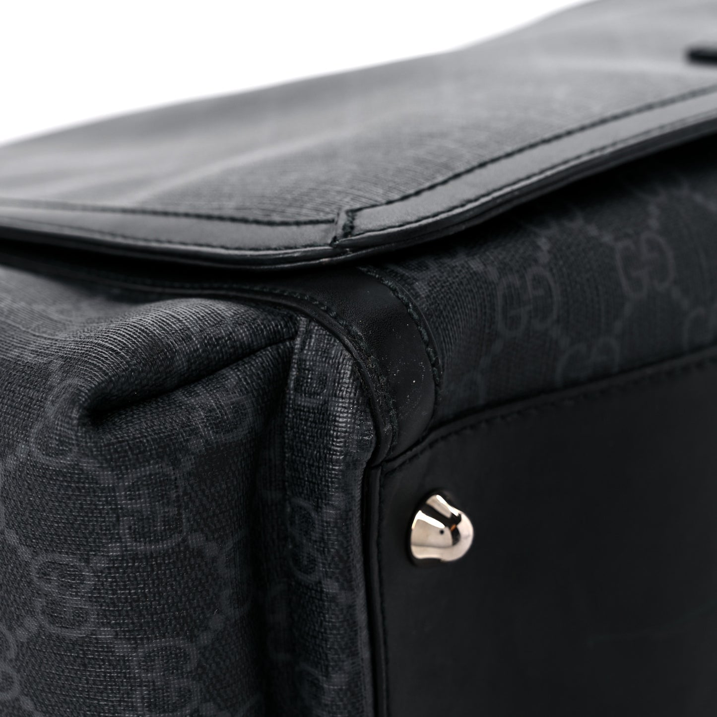 GG Supreme Monogram Web Messenger Diaper Bag Black Grey