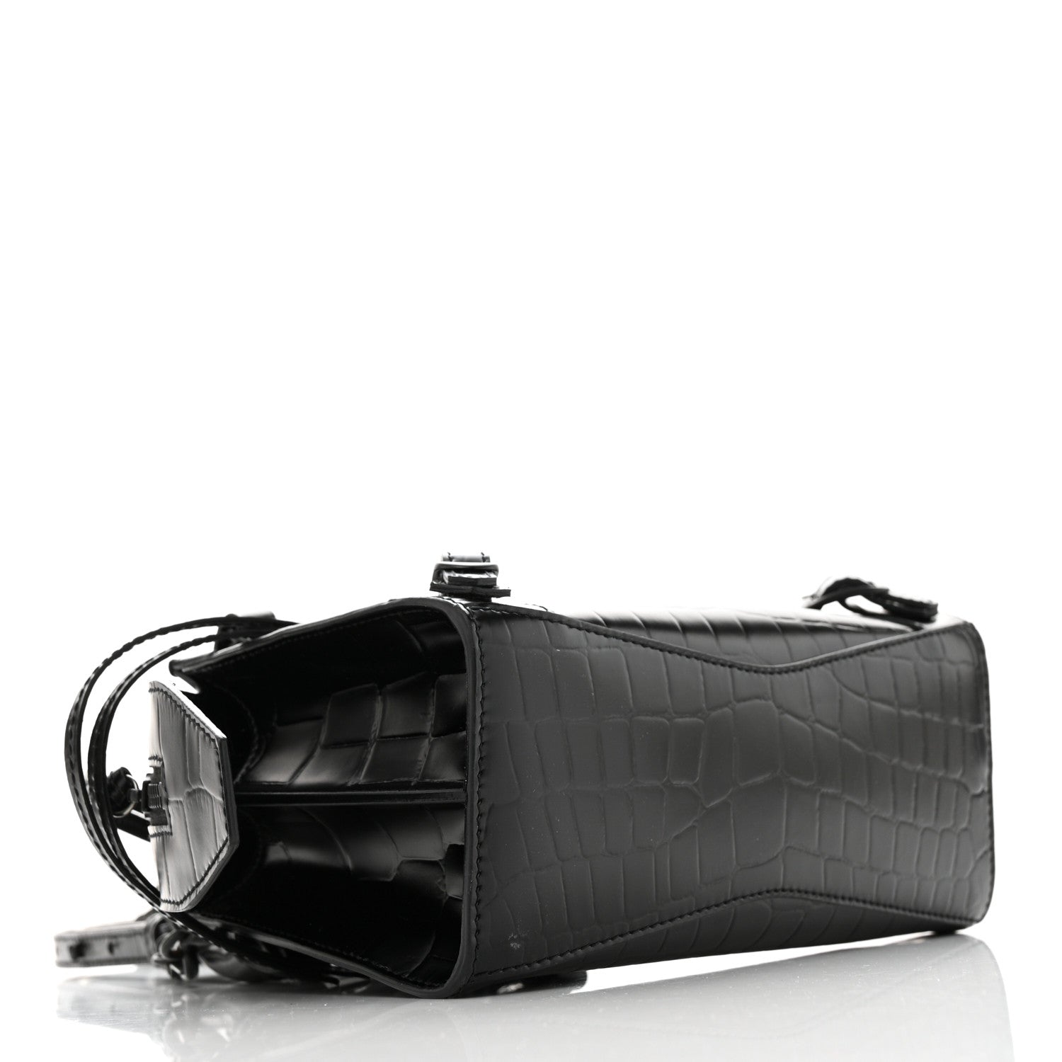 Balenciaga Semi Shiny Calfskin Crocodile Embossed Neo Classic Black Hardware Mini City Black 4 of 11