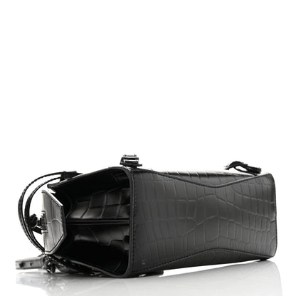 Balenciaga Semi Shiny Calfskin Crocodile Embossed Neo Classic Black Hardware Mini City Black 4 of 11