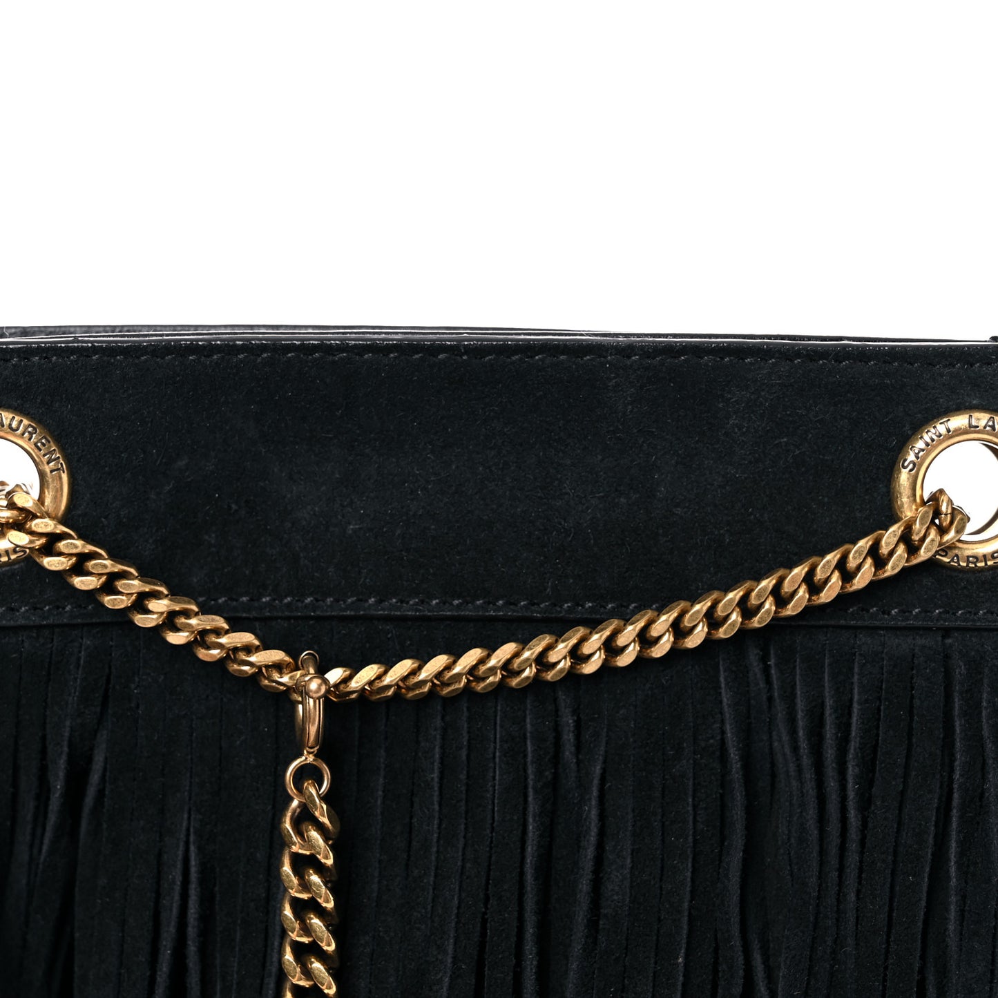 Suede Calfskin Small Grace Fringed Hobo Bag Rope Black
