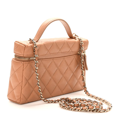 Chanel Caviar Quilted Top Handle Slim Vanity With Chain Brown 3 of 11
