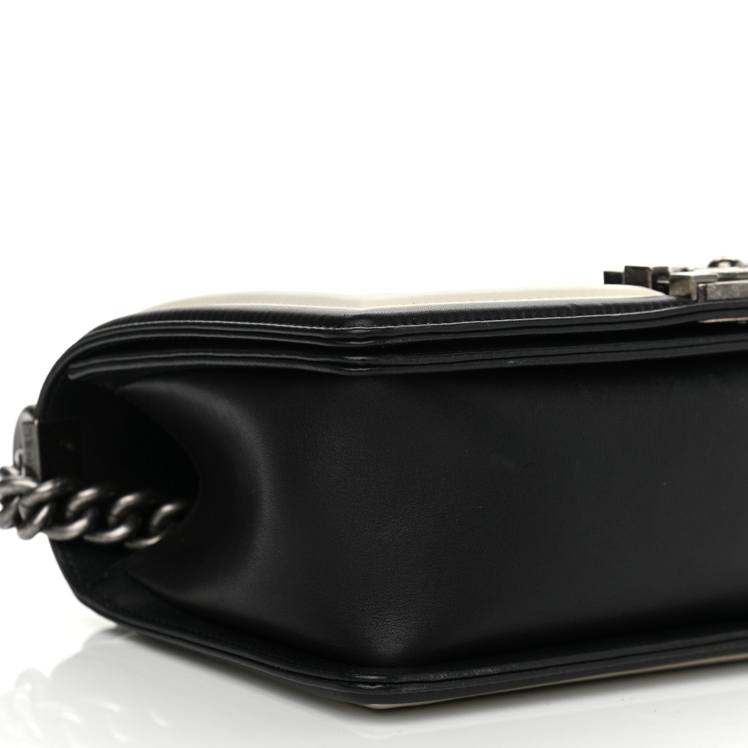 Chanel Calfskin Pleated Medium Boy In Rome Flap Black White 9 of 11