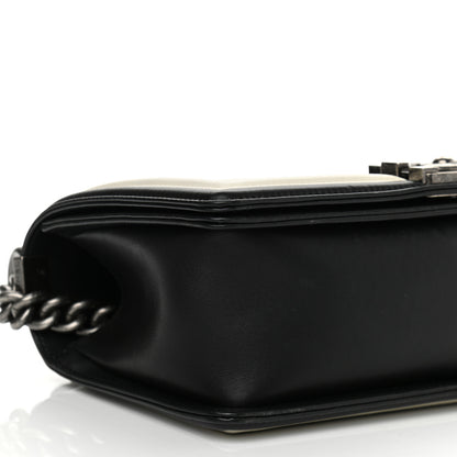 Chanel Calfskin Pleated Medium Boy In Rome Flap Black White 9 of 11