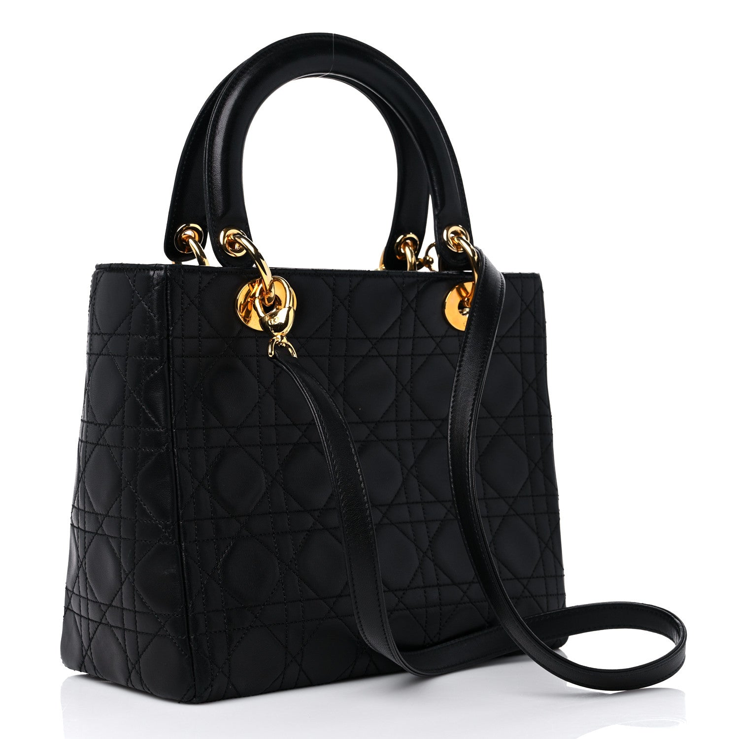Christian Dior Lambskin Cannage Medium Lady Dior Black 3 of 15