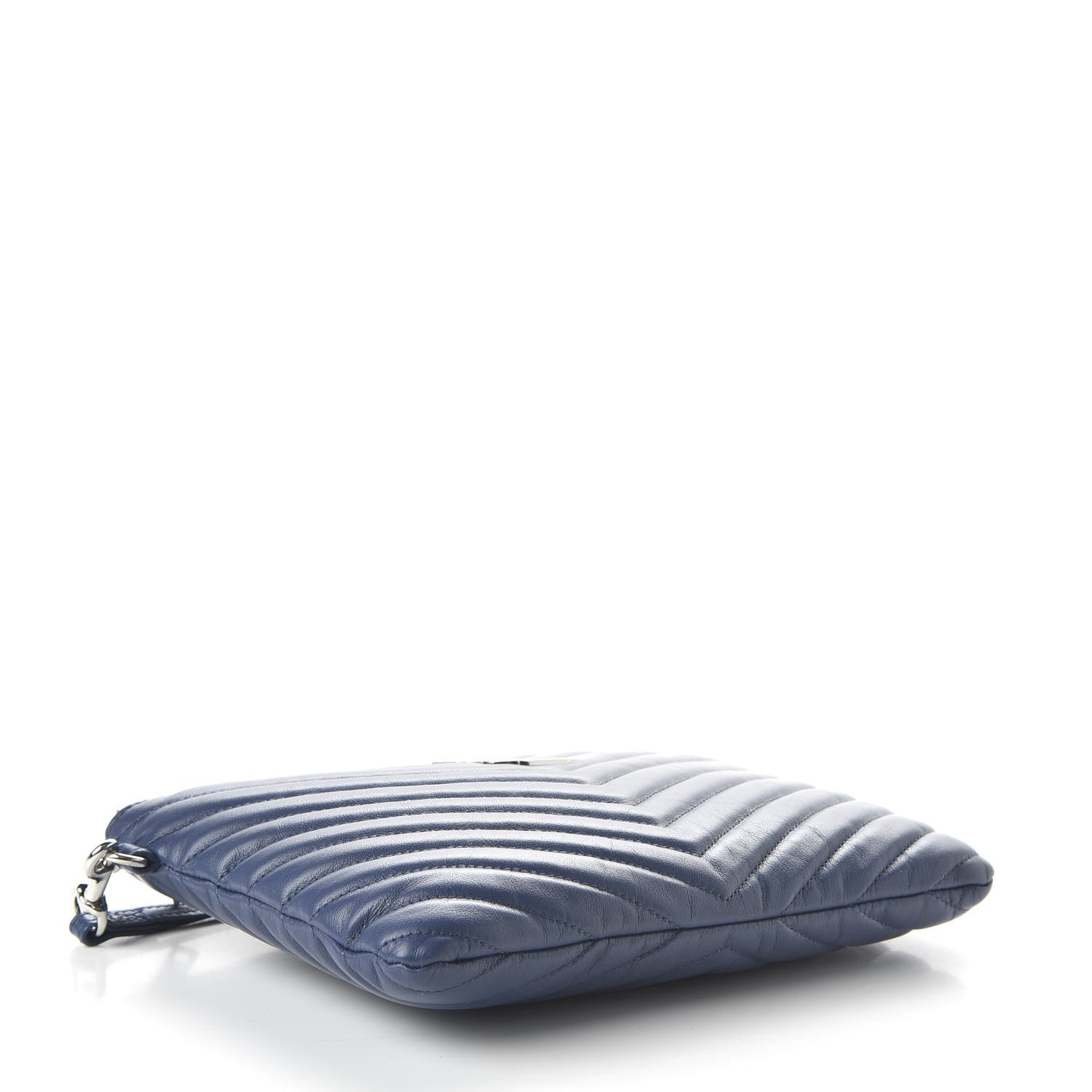 Saint Laurent Calfskin Matelasse Chevron Monogram A5 Wristlet Medium Blue 6 of 22