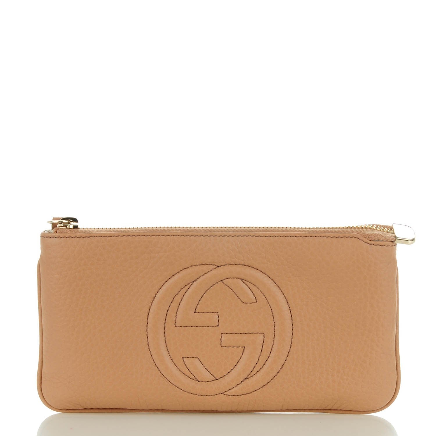 Gucci Pebbled Calfskin Soho Wristlet Camelia 1 of 7