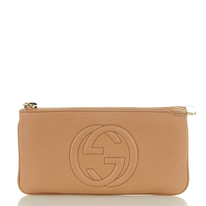 Gucci Pebbled Calfskin Soho Wristlet Camelia 1 of 7