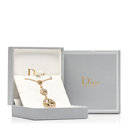 Christian Dior 18K Yellow Gold Diamond Mother of Pearl Rose Des Vents Long Necklace 5 of 5