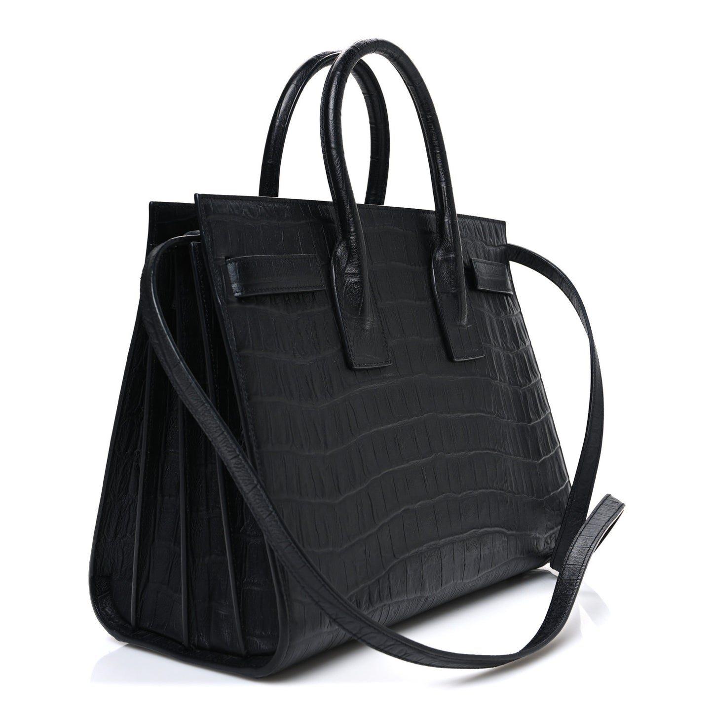 Calfskin Crocodile Embossed Small Sac de Jour Black