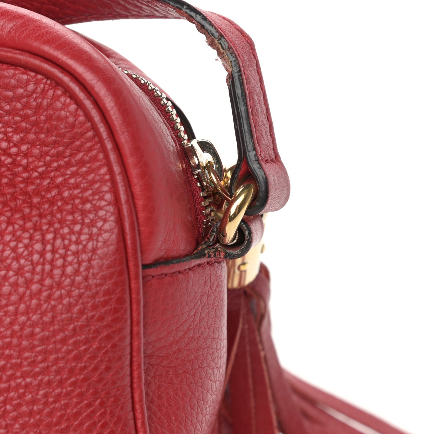 Pebbled Calfskin Small Soho Disco Bag Tabasco Red
