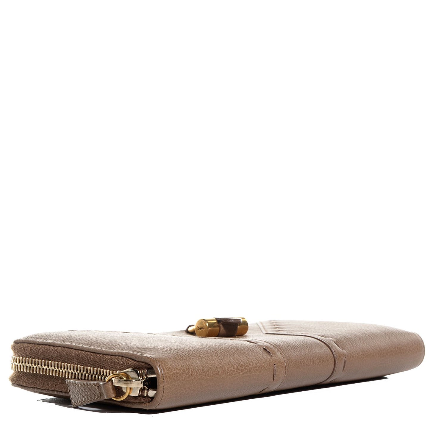 Calfskin Muse Zip Around Wallet Dark Beige