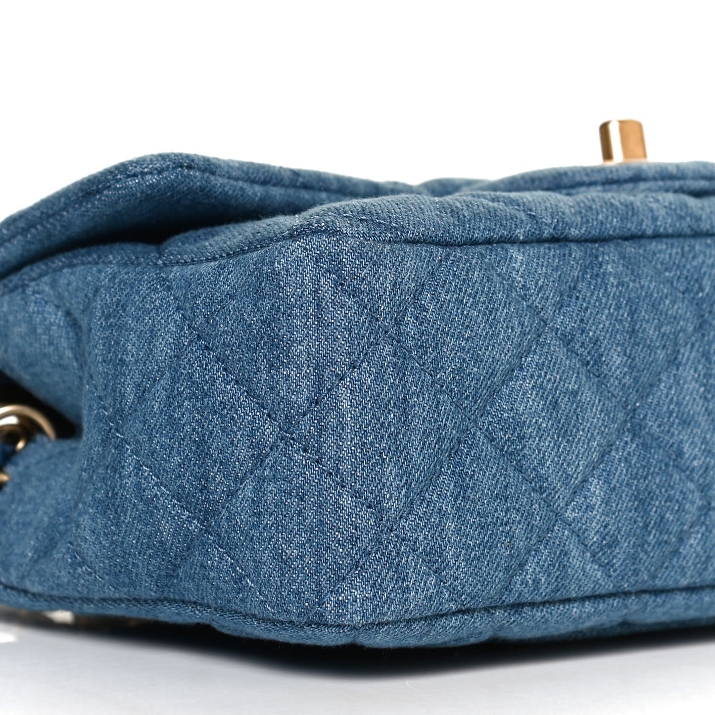 Denim Quilted Mini Pearl Crush Rectangular Flap Blue