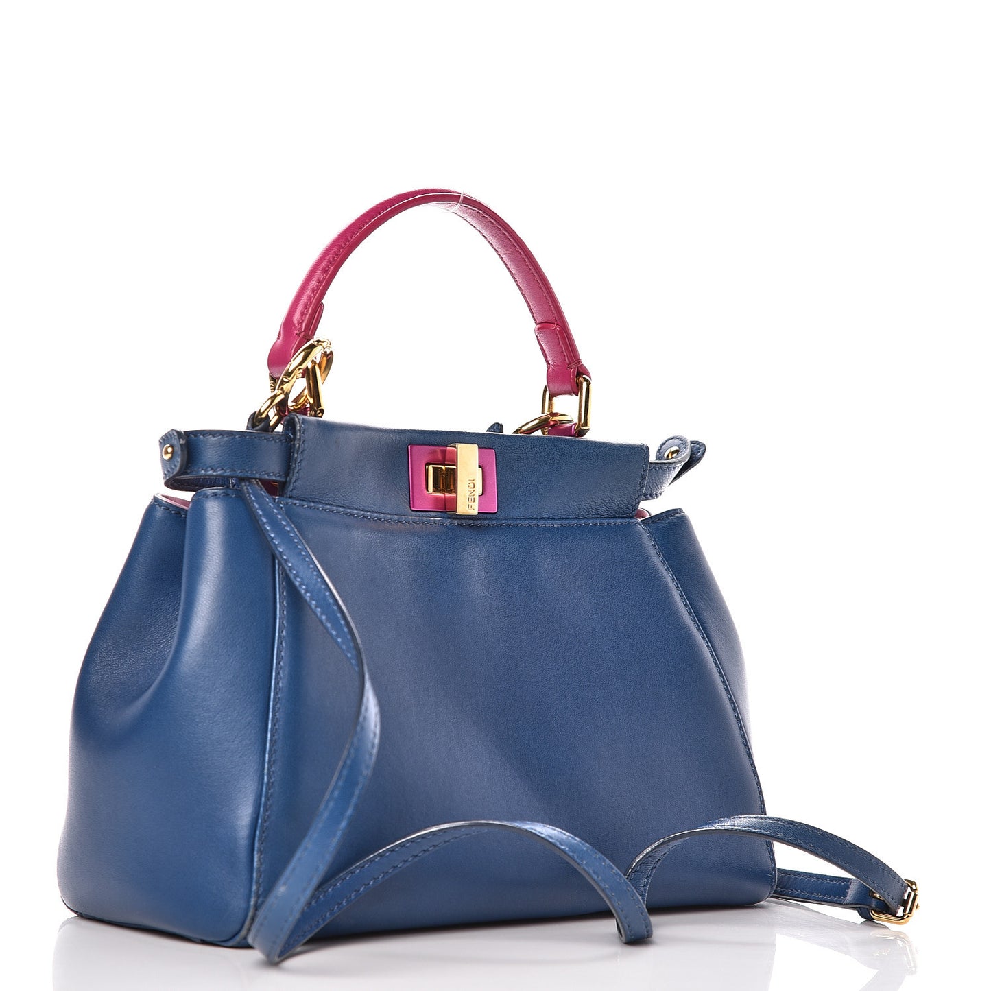 Nappa Colorblock Mini Peekaboo Iconic Satchel Iris Magenta Bubblegum