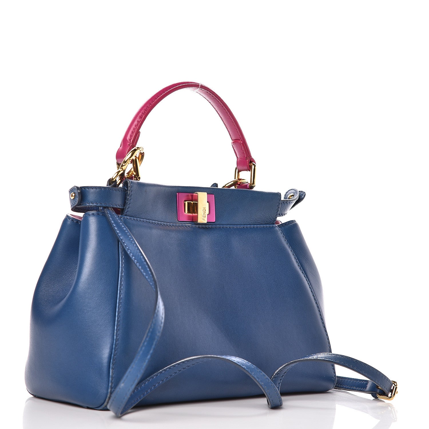 Fendi Nappa Colorblock Mini Peekaboo Iconic Satchel Iris Magenta Bubblegum 3 of 15