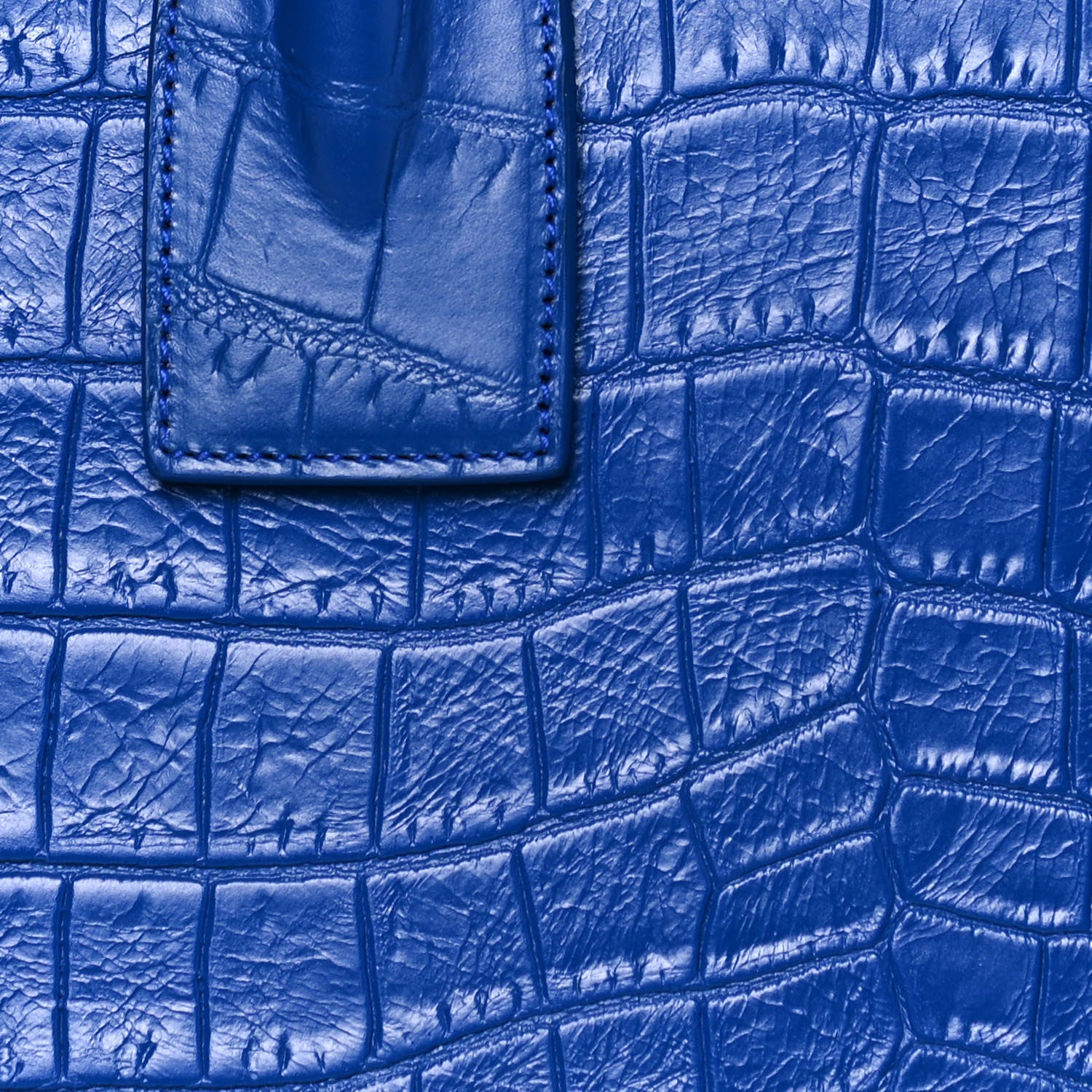 Saint Laurent Calfskin Crocodile Embossed Small Sac De Jour Royal Blue 7 of 10